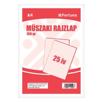 Rajzlap, műszaki, A4 ,180 gr, 25 ív/csomag, FORTUNA