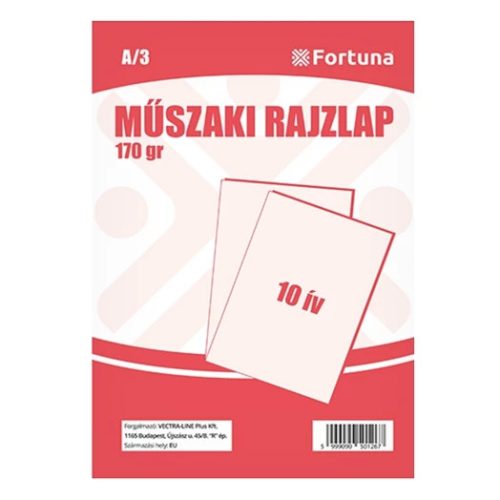 Rajzlap, műszaki, A3, 180 gr, 10 ív/csomag, FORTUNA 