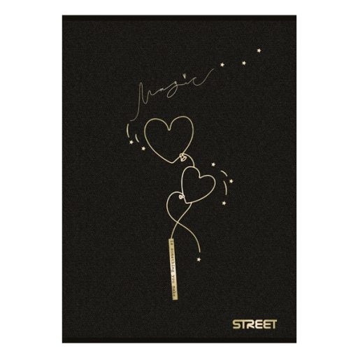 Füzet, tűzött, A5, kockás, 54 lap, STREET, Black&Gold