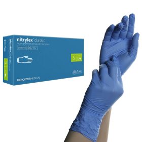 Gumikesztyű, nitril, púdermentes, 100 db, S, Mercator