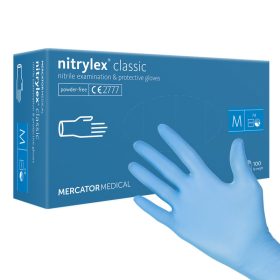 Gumikesztyű, nitril, púdermentes, 100 db, M, Mercator