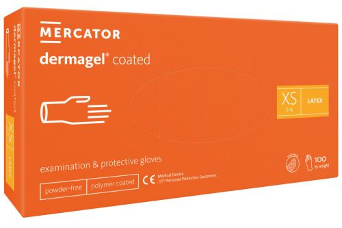 Gumikesztyű, dermagel, púdermentes, 100 db, XS, Mercator