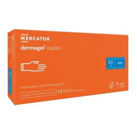 Gumikesztyű, dermagel, púdermentes, 100 db, M, Mercator