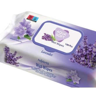 Nedves törlőkendő 100db Aqua Soft Levendula