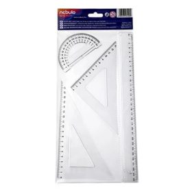 Vonalzókészlet, műanyag, 4 darabos, NEBULO