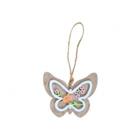 Függődísz fából, lepke 3D 10cm