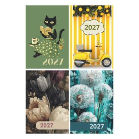   Zsebnaptár Alisca 7 napos álló fehér lapos papírborítás vegyes 2027