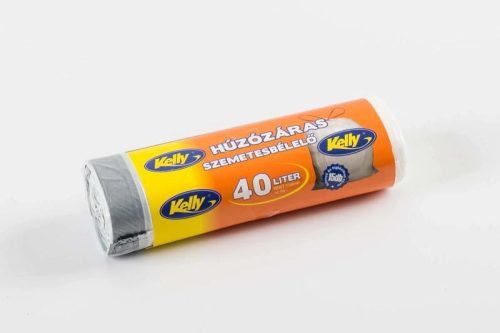 Szemeteszsák, húzózáras, 40 l, 15 db, Kelly