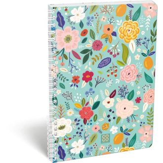   Spirálfüzet, A4, kockás, 80 lap, LIZZY CARD, Cornell Flower