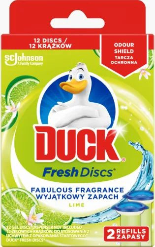 WC öblítő korong utántöltő, 2x36 ml, Fresh Discs, lime, DUCK