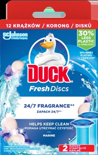 WC öblítő korong utántöltő, 2x36 ml, Fresh Discs, marine, DUCK