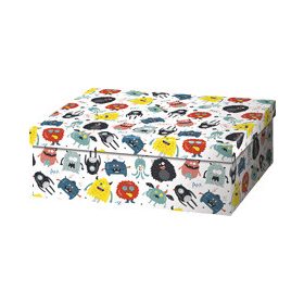 Díszdoboz, szörnyes mintával (24x16x9 cm)