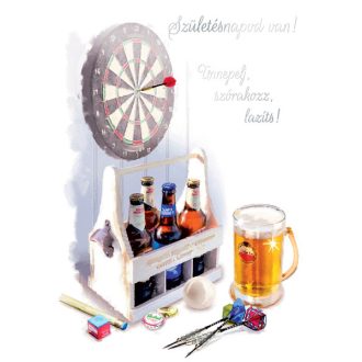 Képeslap, születésnap, sör és darts, Cardex, E árkód