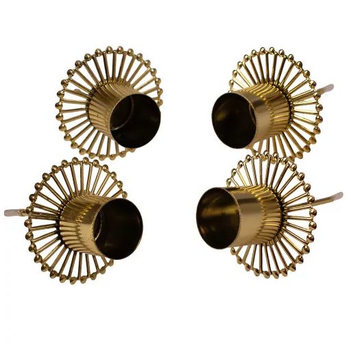 Gyertyatüske szett szálas gyertyához - 4 darabos, 2,2 cm átmérőjű gyertyához - Arany