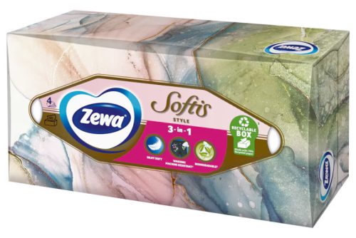 Papírzsebkendő, dobozos, 80 lap, 4 réteg, Zewa Softis