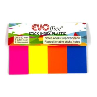   Jelölőcímke 20x50mm, 4x25lap, műanyag, vegyes neon színek EVOffice