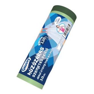 Szemeteszsák, húzózáras, 120 l, 10 db, Glossy