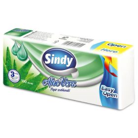 Papírzsebkendő, Sindy Aloe Vera, 100 lap, 3 réteg