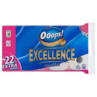   Toalettpapír, 3 rétegű, kistekercses, 16 tekercs, OOOPS  Excellence