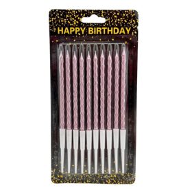 Szülinapi gyertya tartóval, 10 darabos csomag