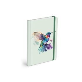   Vonalas Jegyzetfüzet – Kolibri Minta, Pasztellzöld, 13x18 cm