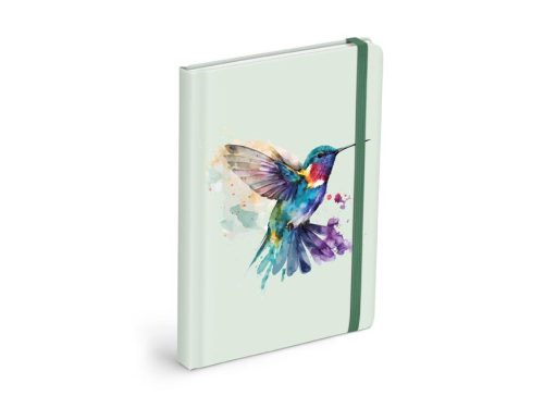 Vonalas Jegyzetfüzet – Kolibri Minta, Pasztellzöld, 13x18 cm