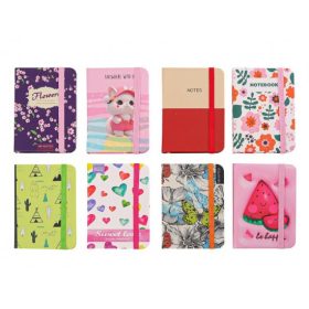 Gumis notesz A7 vonalas, 80 lap mix