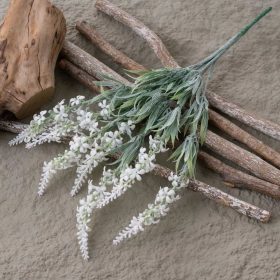 Levendula művirág csokor, 37.5cm magas - fEHÉR