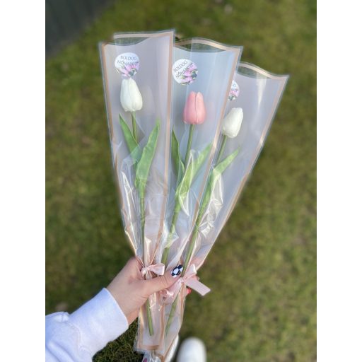 Real touch tulipán 1szál 32cm magas - Fehér
