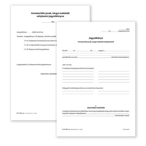 Nyomtatvány, immateriális javak, tárgyi eszközök selejtezési jegyzőkönyve, A4, álló, PD, B.11-90