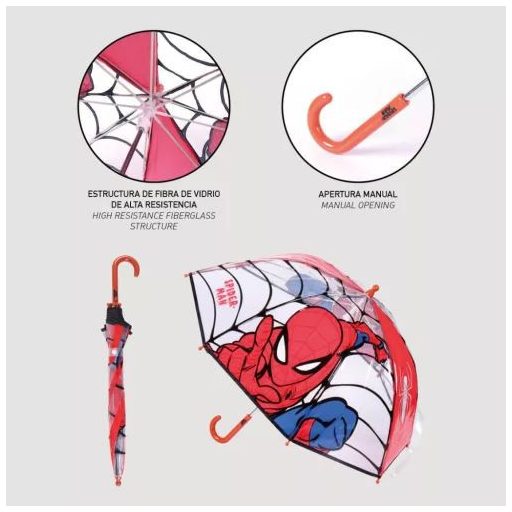 Pókember Web-Slinger gyerek átlátszó esernyő O71 cm