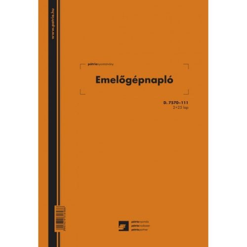 Emelőgépnapló D.7570-111, 25 lap, A4, PRINT SYSTEM