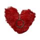 Szív szőrös 12cm kulcstartós piros