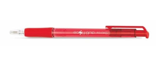 Golyóstoll, 0,4 mm, nyomógombos, FLEXOFFICE  EasyGrip, piros