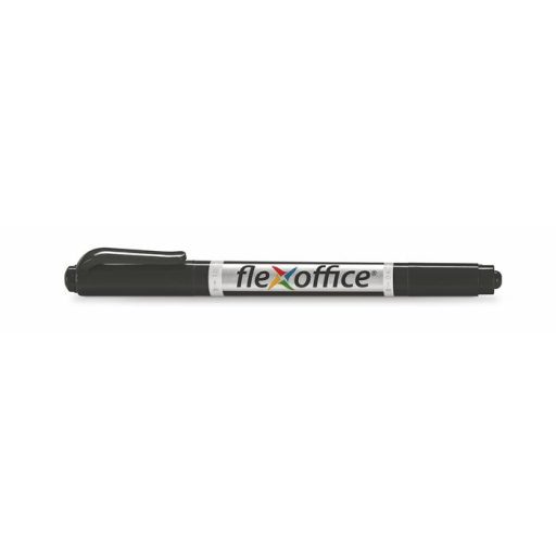 Alkoholos marker, 0,4/1,0 mm, kúpos, kétvégű, FLEXOFFICE  PM01, fekete
