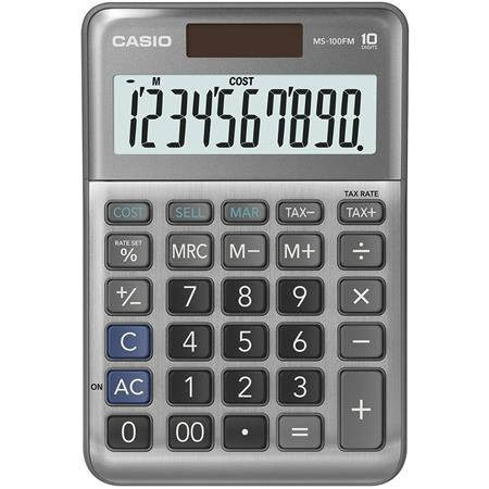 Számológép, asztali, 10 számjegy, CASIO MS-100 FM, szürke
