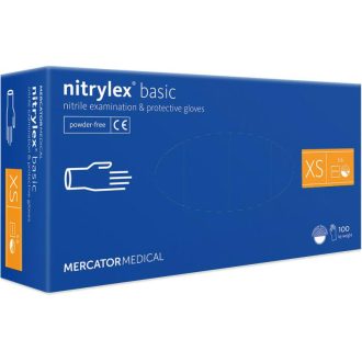Gumikesztyű, nitril, púdermentes, 100 db, XS, Mercator
