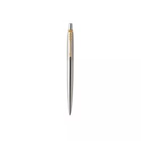   Golyóstoll, 0,7 mm, nyomógombos, arany színű klip, rozsdam. acél tolltest, PARKER  Royal Jotter, kék