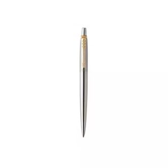   Golyóstoll, 0,7 mm, nyomógombos, arany színű klip, rozsdam. acél tolltest, PARKER  Royal Jotter, kék