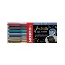 Ecsetirón készlet, KORES Metallic Style, 6 metál szín