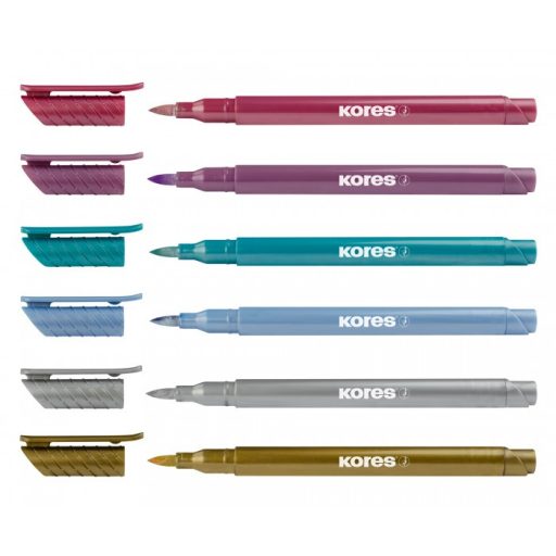 Ecsetirón készlet, KORES Metallic Style, 6 metál szín