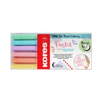 Ecsetirón készlet, KORES Pastel Style, 6 pasztell szín