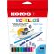 Filctoll készlet, kimosható, KORES Korellos, 12 különböző szín