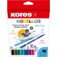 Filctoll készlet, kimosható, KORES Korellos, 12 különböző szín
