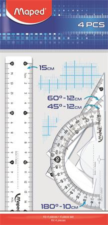 Vonalzókészlet, kicsi, műanyag, 4 darabos, MAPED Start