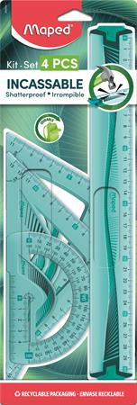 Vonalzókészlet, műanyag, hajlítható, 4 darabos, MAPED Flex