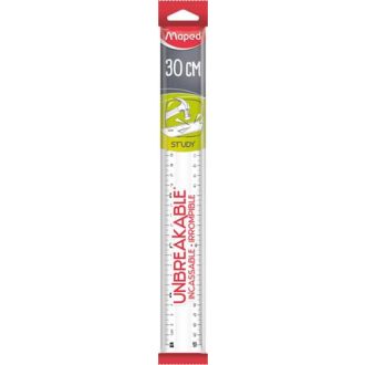   Vonalzó, műanyag, törhetetlen, 30 cm, MAPED Study Unbreakable, átlátszó