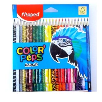   Színes ceruza készlet, háromszögletű, MAPED Color'Peps Animal, 24 különböző szín