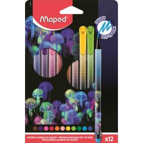   Filctoll készlet, 0,8 mm, kimosható, MAPED  Deepsea Paradise , 12 különböző szín