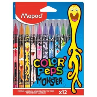   Filctoll készlet, 2,8 mm, kimosható, MAPED Color'Peps Monster 12 különböző szín